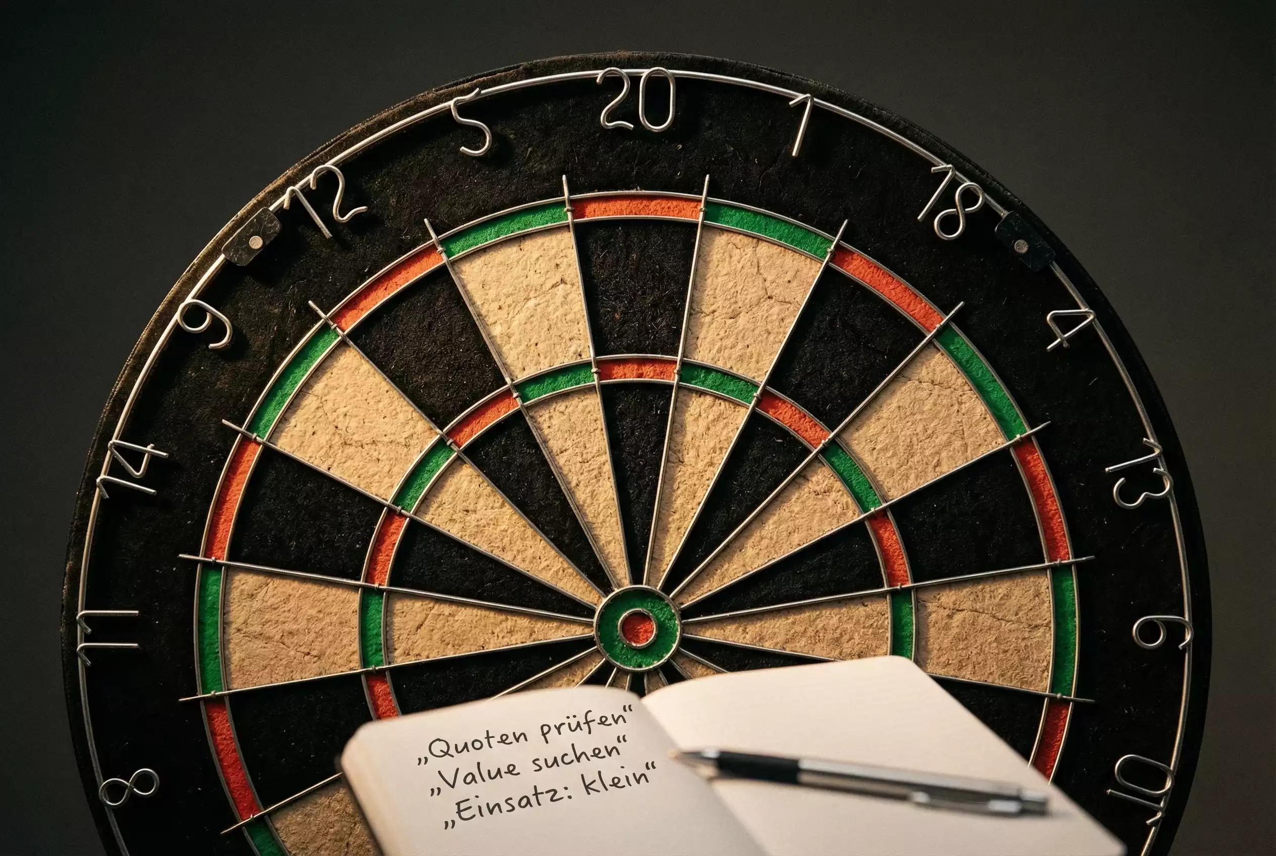 Darts-Quoten verstehen — Nahaufnahme einer Dartscheibe mit Zahlen und Beleuchtung